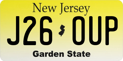 NJ license plate J26OUP