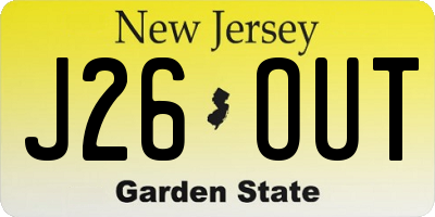 NJ license plate J26OUT