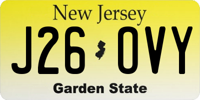 NJ license plate J26OVY