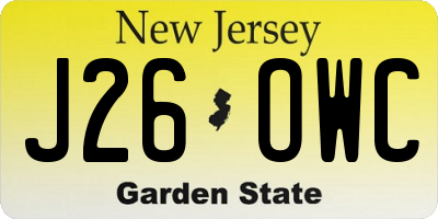 NJ license plate J26OWC
