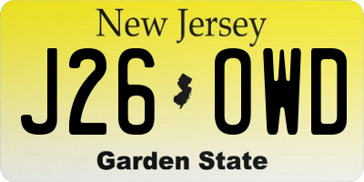NJ license plate J26OWD