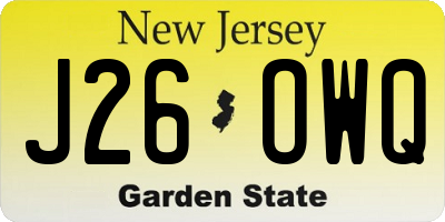 NJ license plate J26OWQ