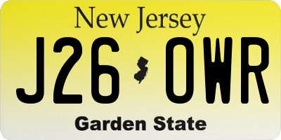 NJ license plate J26OWR