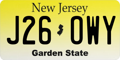 NJ license plate J26OWY