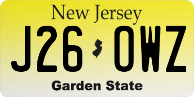 NJ license plate J26OWZ