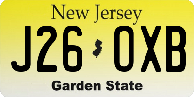 NJ license plate J26OXB