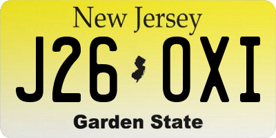NJ license plate J26OXI