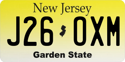 NJ license plate J26OXM