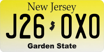 NJ license plate J26OXO