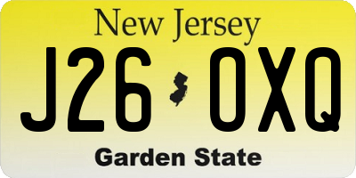 NJ license plate J26OXQ