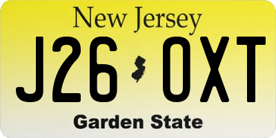 NJ license plate J26OXT