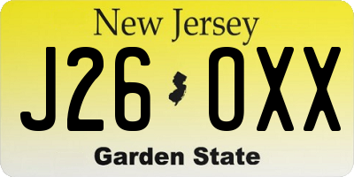 NJ license plate J26OXX