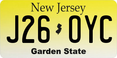 NJ license plate J26OYC