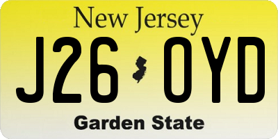 NJ license plate J26OYD