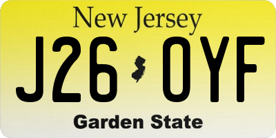 NJ license plate J26OYF