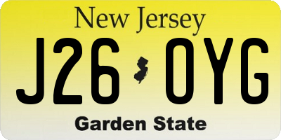 NJ license plate J26OYG