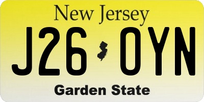 NJ license plate J26OYN