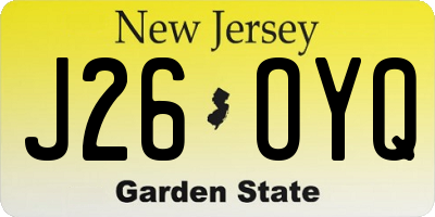 NJ license plate J26OYQ