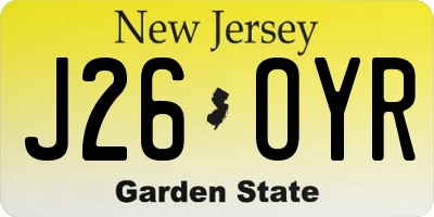 NJ license plate J26OYR