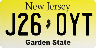 NJ license plate J26OYT