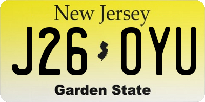 NJ license plate J26OYU