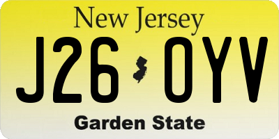 NJ license plate J26OYV