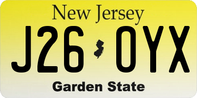 NJ license plate J26OYX