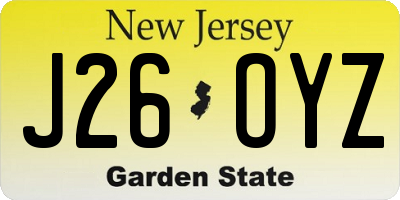 NJ license plate J26OYZ