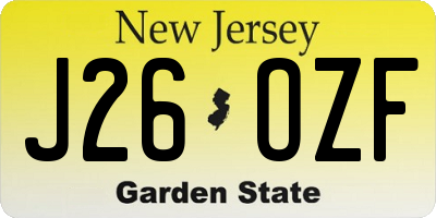 NJ license plate J26OZF