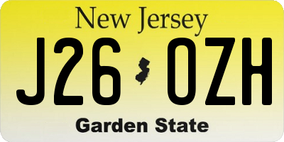NJ license plate J26OZH
