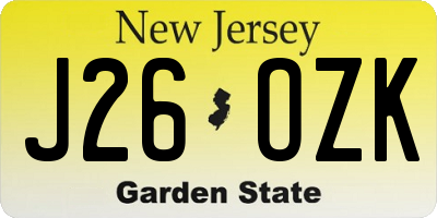 NJ license plate J26OZK