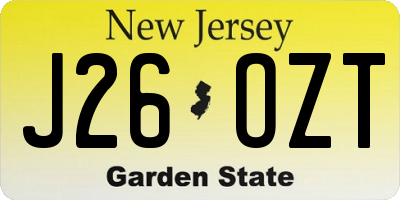NJ license plate J26OZT