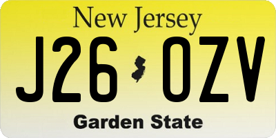NJ license plate J26OZV