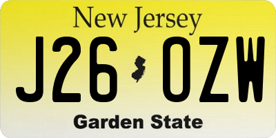 NJ license plate J26OZW