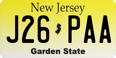 NJ license plate J26PAA