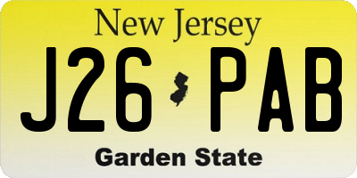 NJ license plate J26PAB