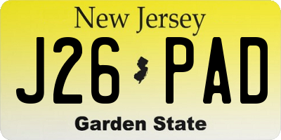 NJ license plate J26PAD