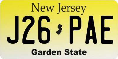 NJ license plate J26PAE