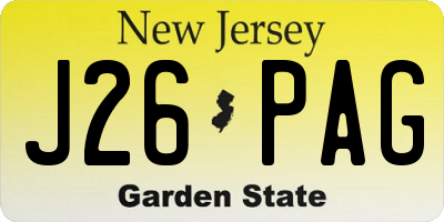 NJ license plate J26PAG