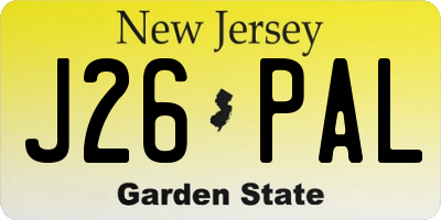 NJ license plate J26PAL