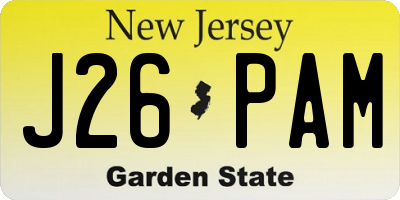 NJ license plate J26PAM