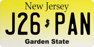 NJ license plate J26PAN