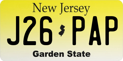 NJ license plate J26PAP