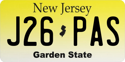 NJ license plate J26PAS