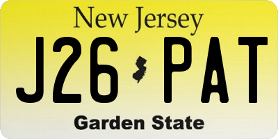 NJ license plate J26PAT