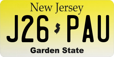 NJ license plate J26PAU