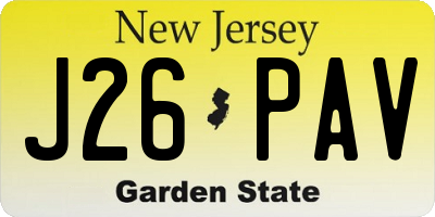 NJ license plate J26PAV
