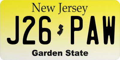NJ license plate J26PAW