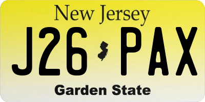 NJ license plate J26PAX