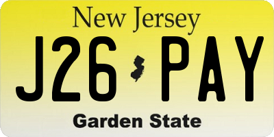 NJ license plate J26PAY